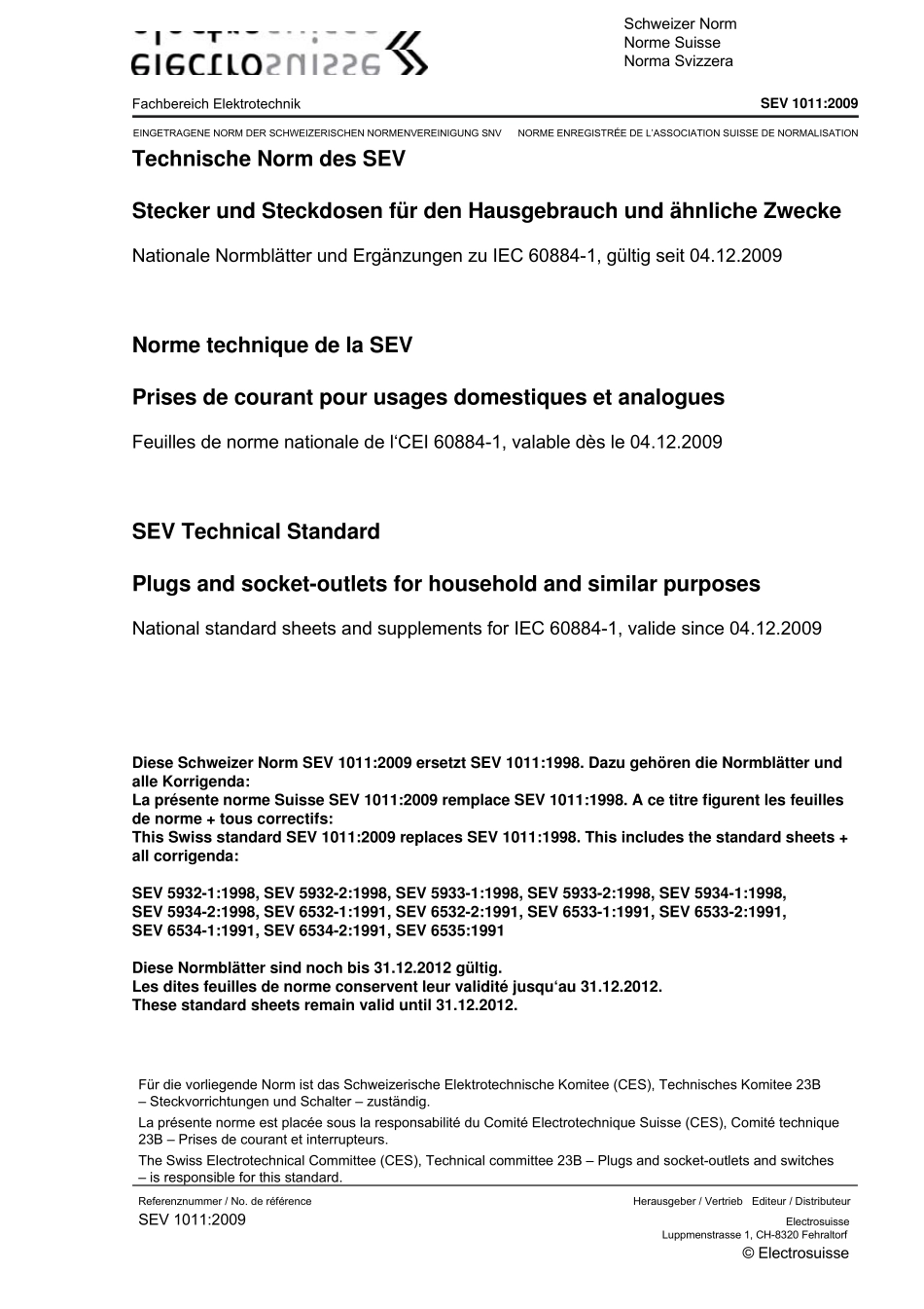 SEV10112009瑞士插头插座标准_第1页