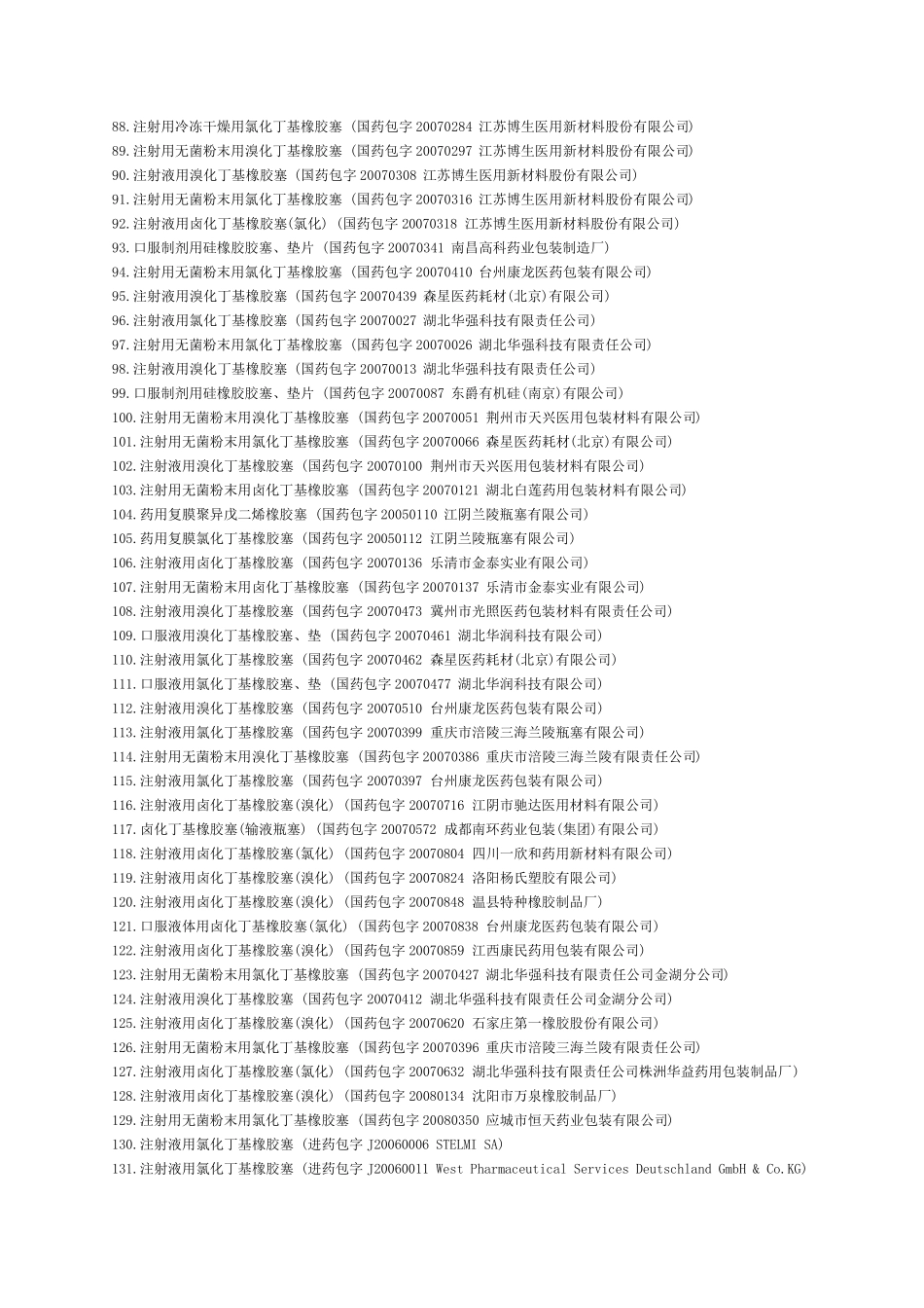SFDA批准的“药包材”“胶塞”共327个注册产品_第3页