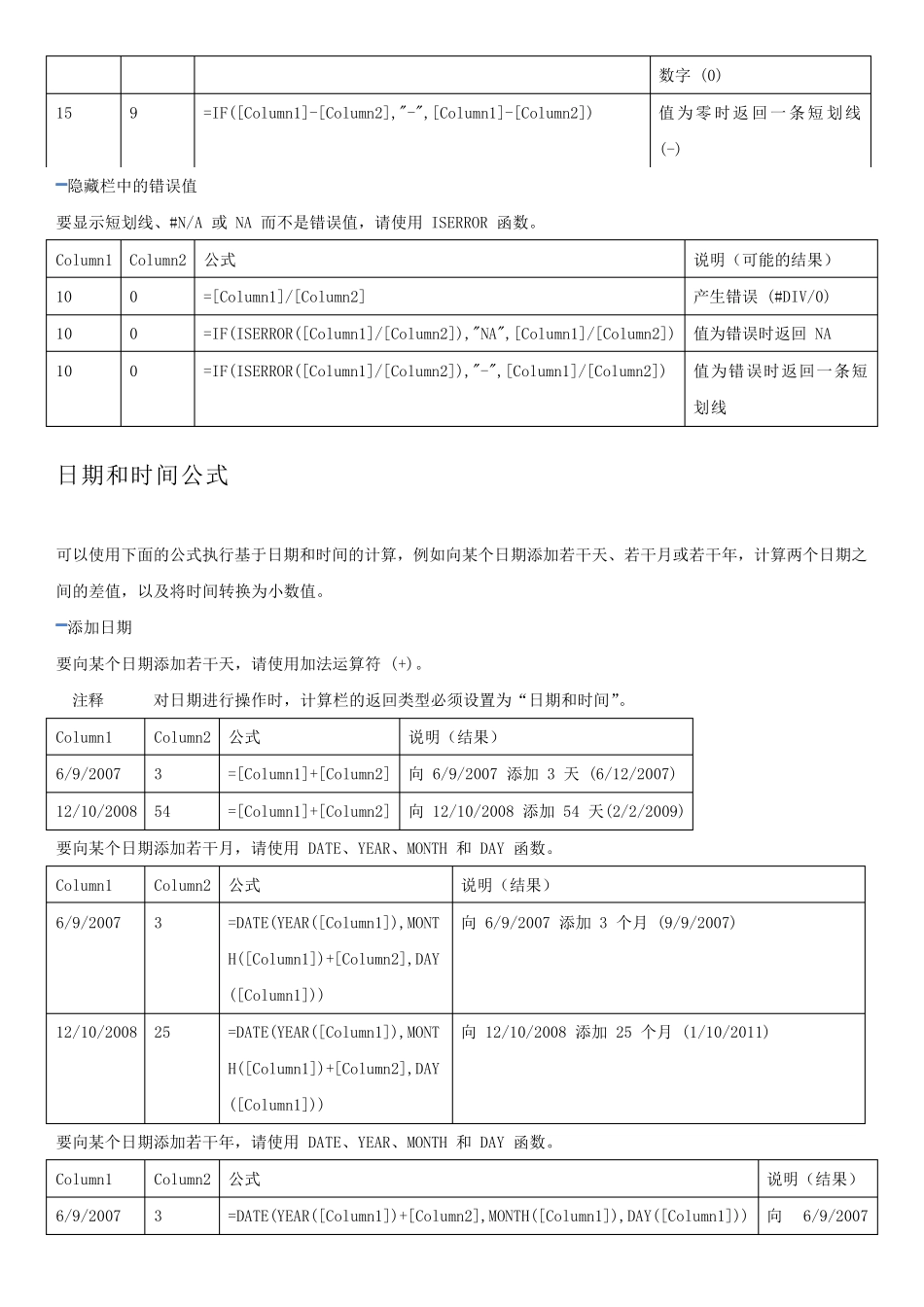Sharepoint中常见公式和函数示例_第2页