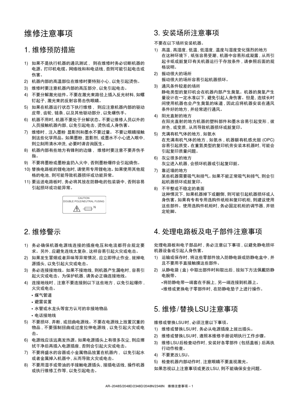 sharp2048维修手册_第2页