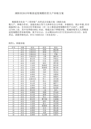 Sheet双季稻种植大户奖励