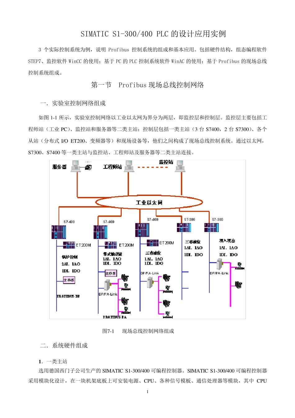 SIMATICS7300、400PLC的设计应用实例_第1页