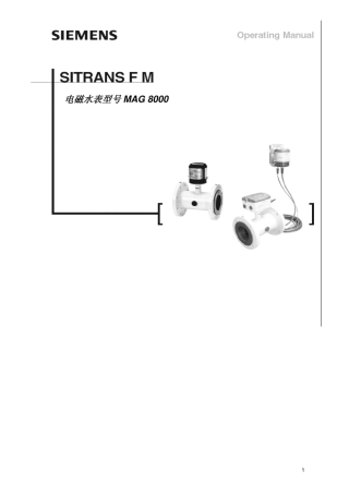 SITRANSFMMAG8000电磁水表使用手册