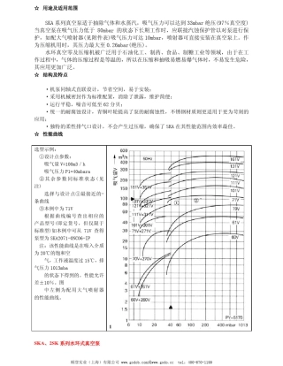 SKA和2SK系列水环式真空泵选型表