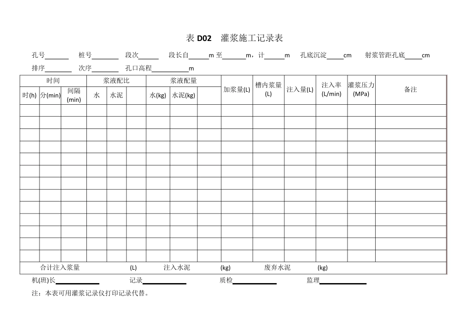 SL622014水工建筑物水泥灌浆施工技术规范附表_第2页
