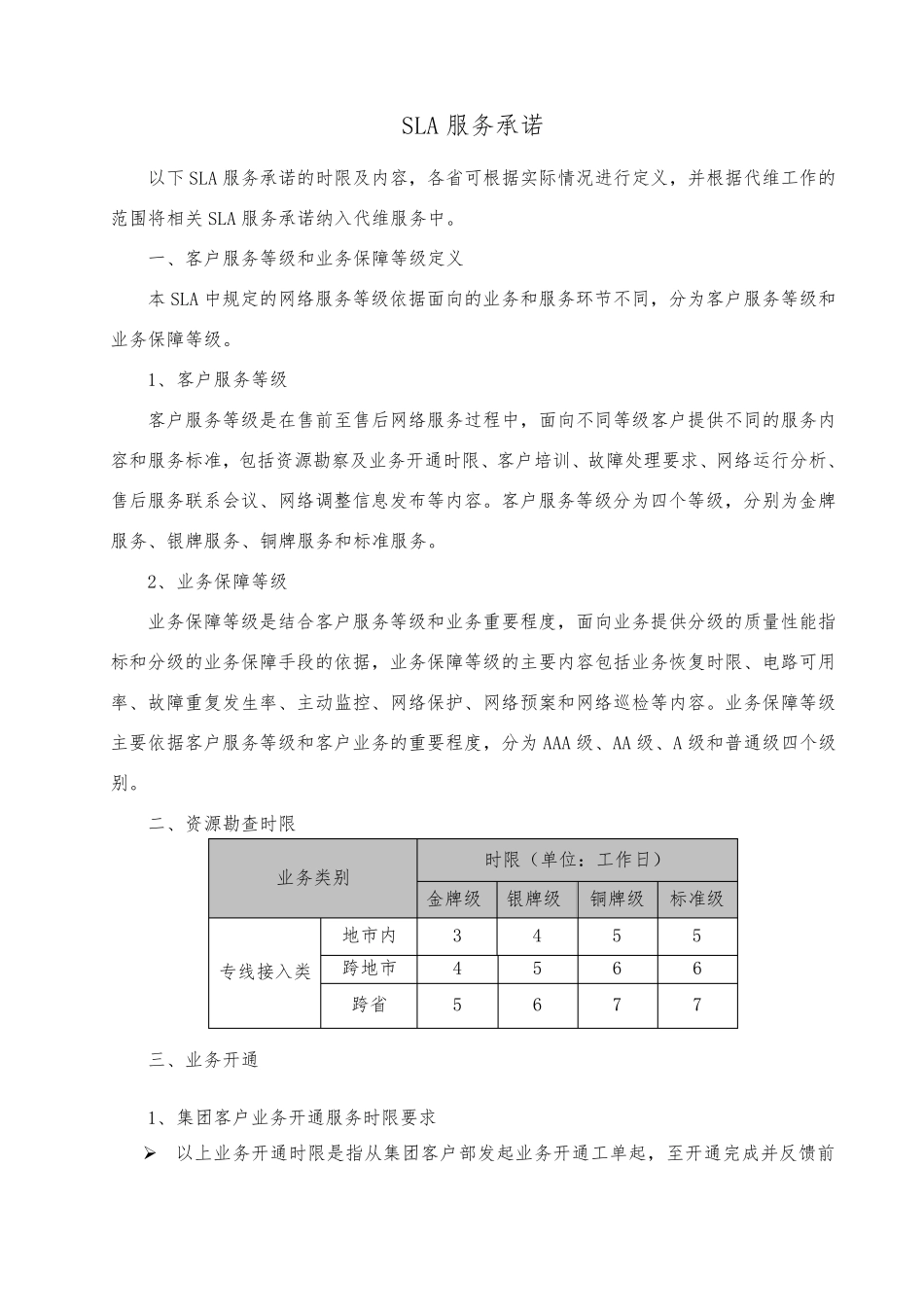 SLA服务标准_第1页