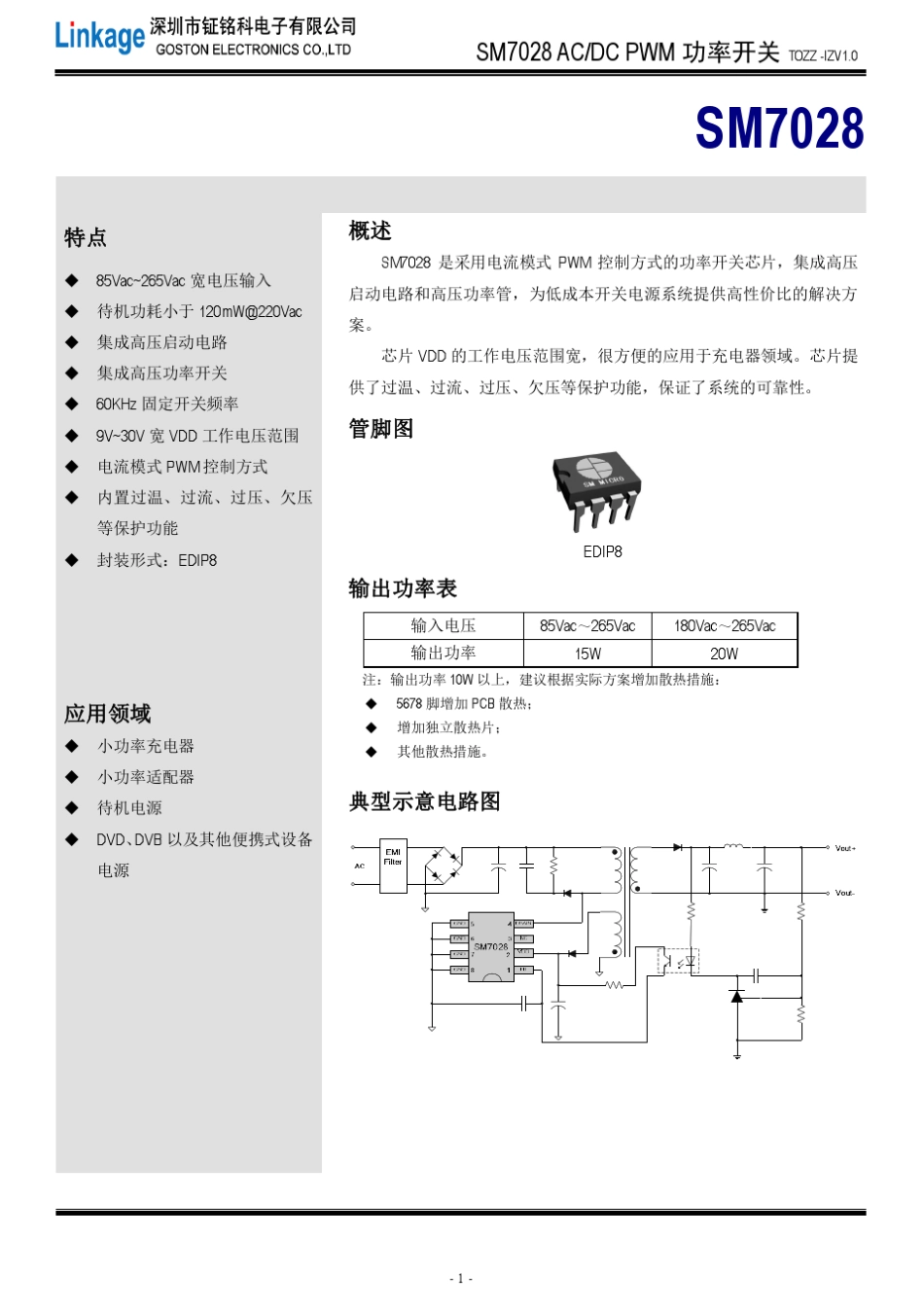 SM7028PWM控制小功率充电器电源芯片方案_第1页