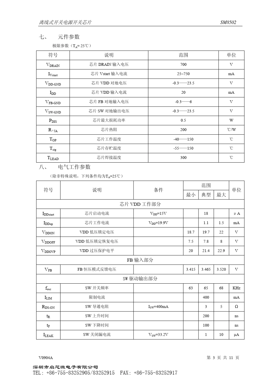SM8502是应用于无光耦的原边反馈控制低成本方案的控制芯片_第3页