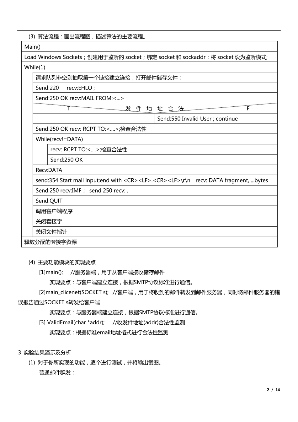 SMTP邮件服务器实验报告及源代码_第2页