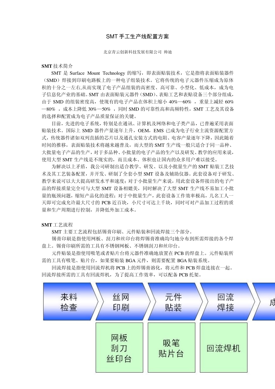 SMT手工生产线配置方案_第1页
