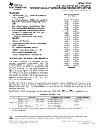 SN74AVC16T245(16位双向传输电平转换器)