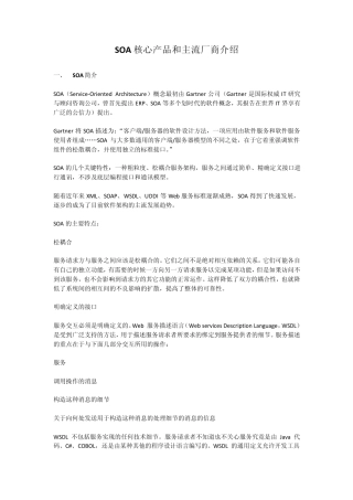 SOA核心产品和主流厂商介绍