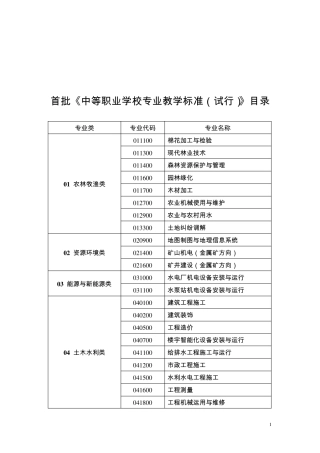 中等职业学校专业教学标准