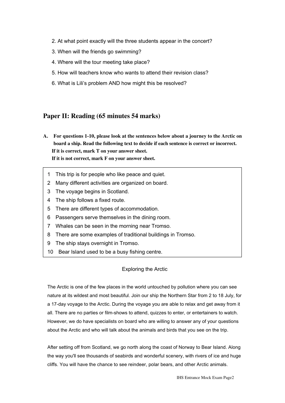 中美国际高中入学考试模拟试卷(英语)_第2页