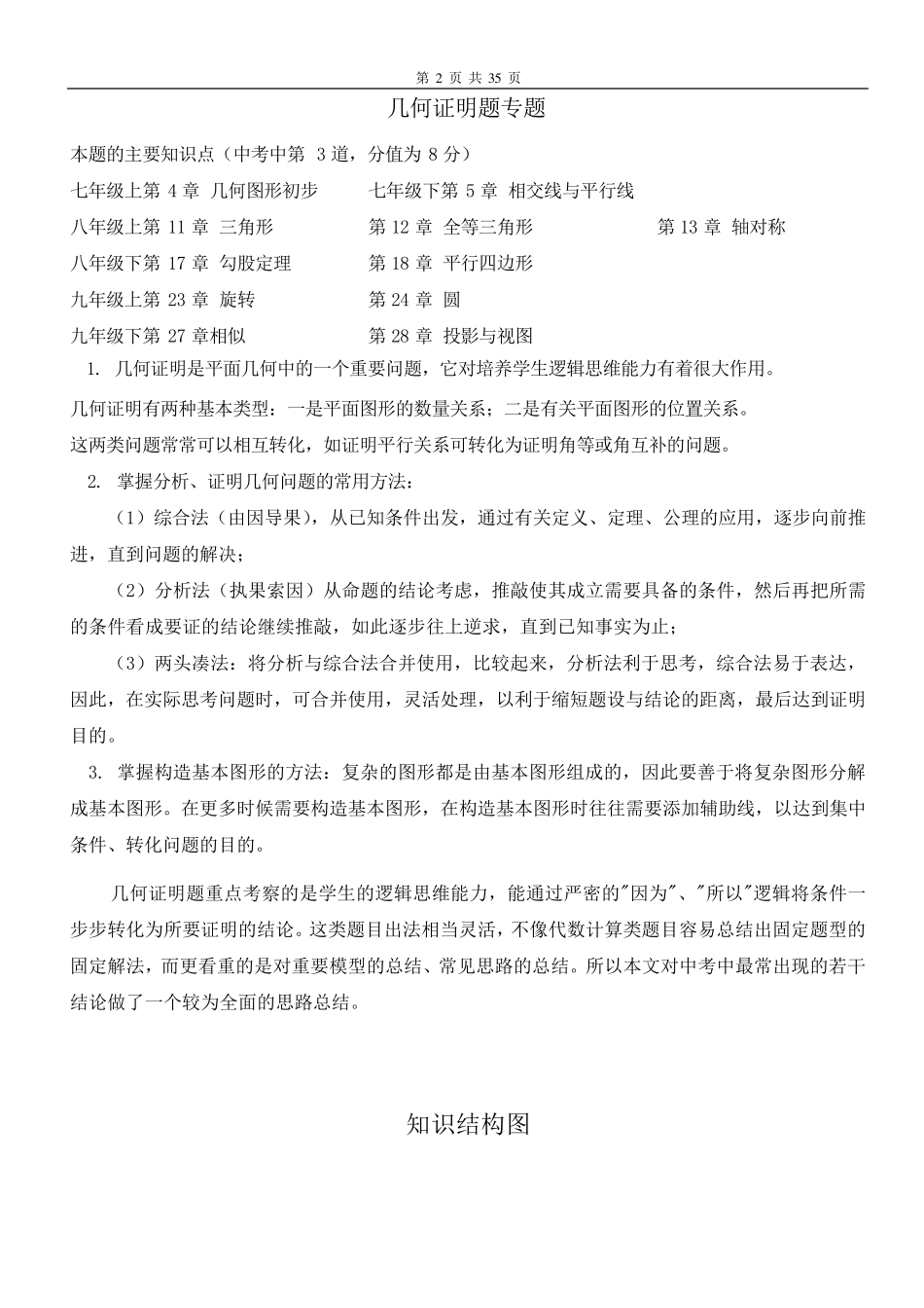 中考几何证明题知识点分析_第2页