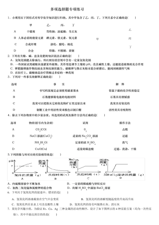 中考化学多项选择题专项练习100题