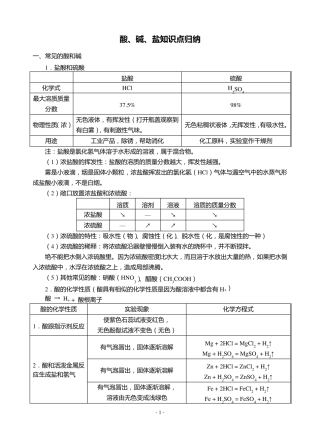 中考化学酸碱盐知识点归纳