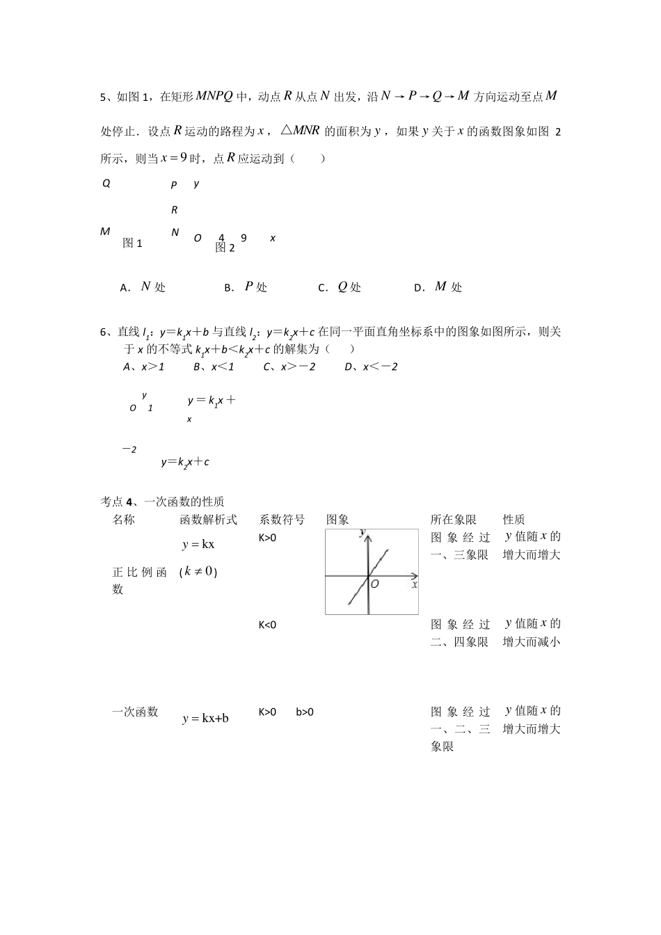 中考复习专题一次函数知识点及习题_第3页