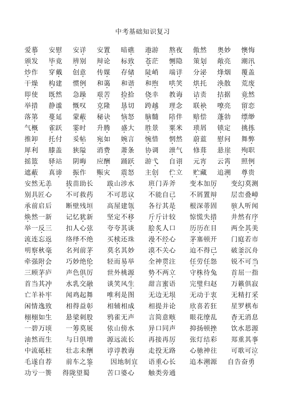 中考易错词语打印_第1页