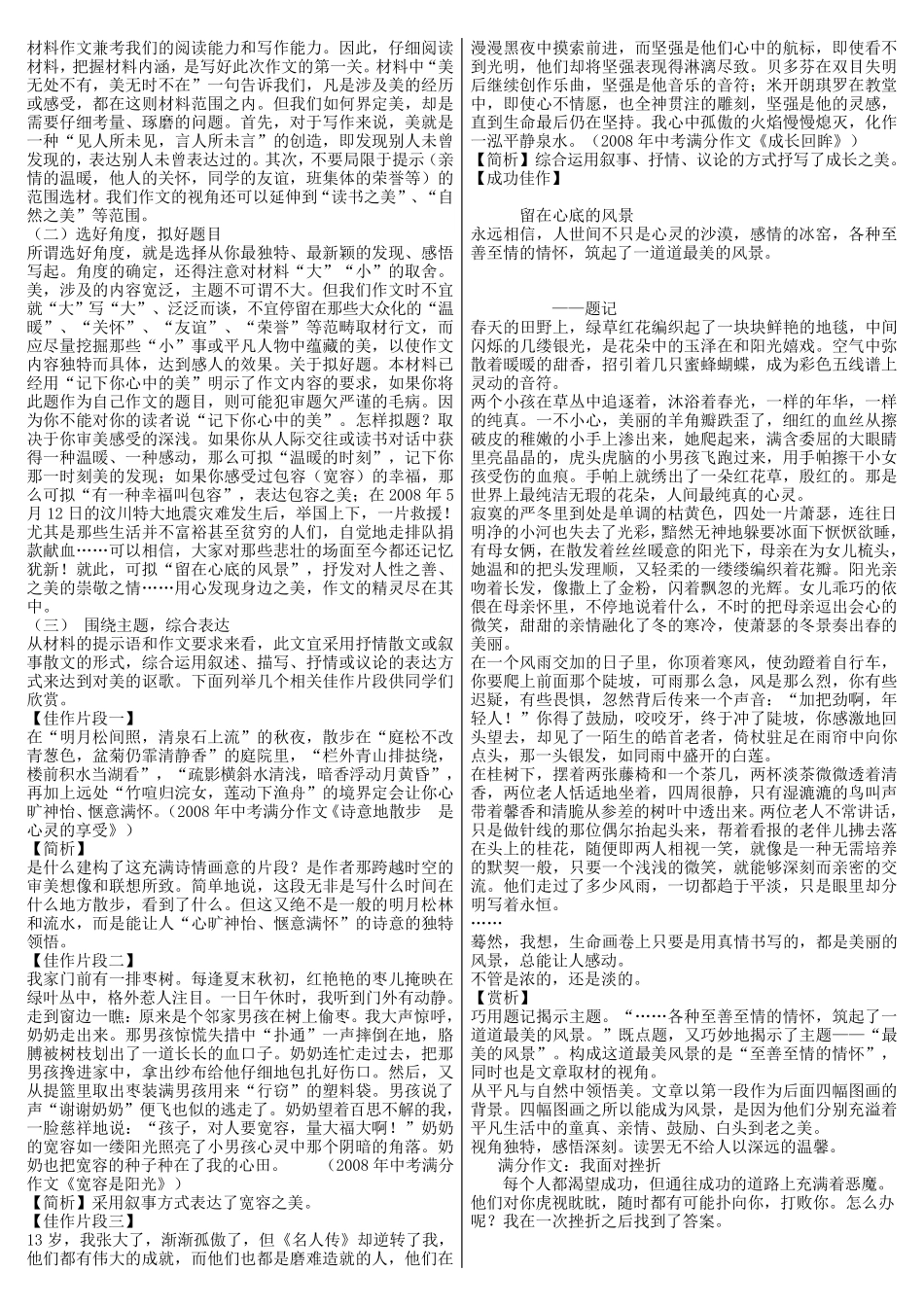 中考满分作文赏析与借鉴_第2页