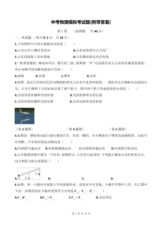 中考物理模拟考试题(附带答案)
