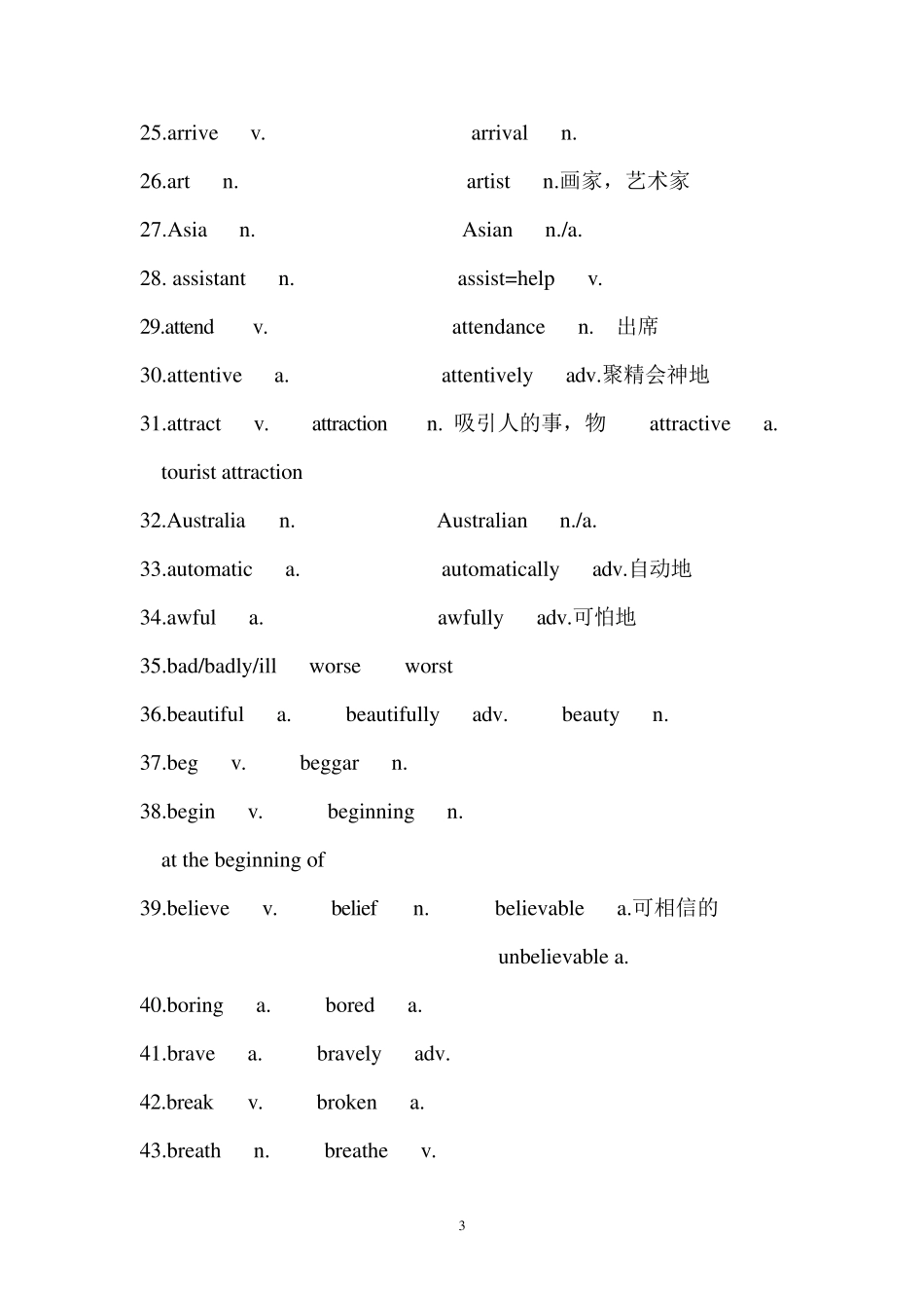 中考英语需掌握的词性转换_第3页