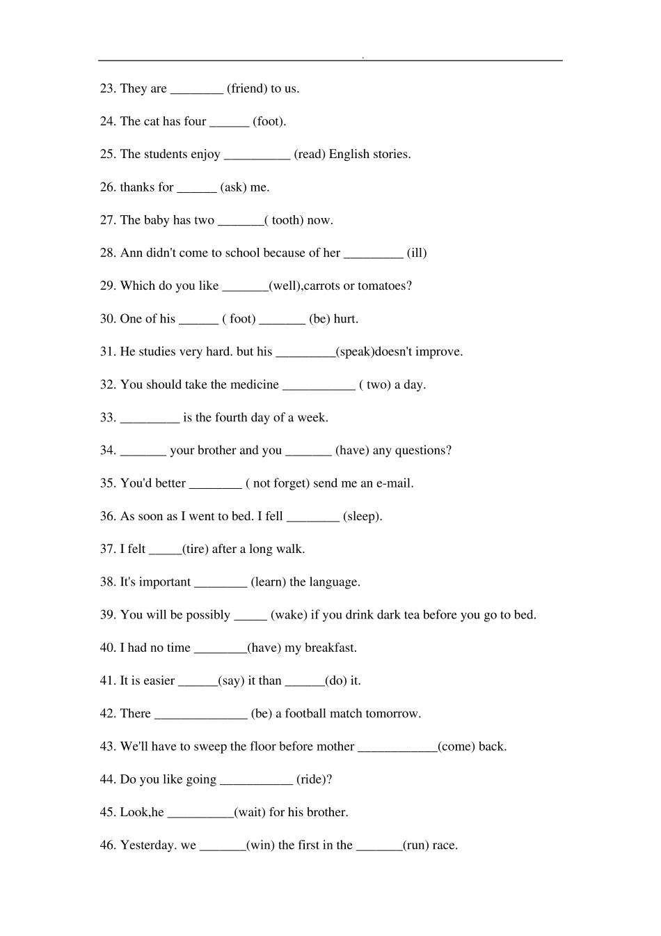 中考英语：用词的适当形式填空100题+中考选择填空精编_第2页