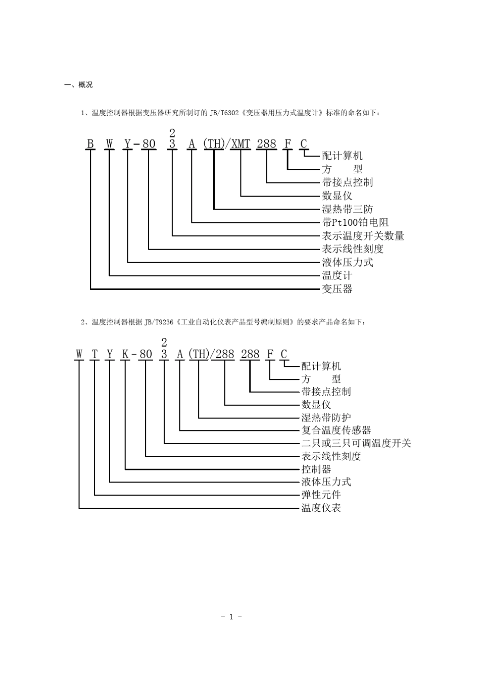 主变温度控制器BWY803A、802说明书_第1页