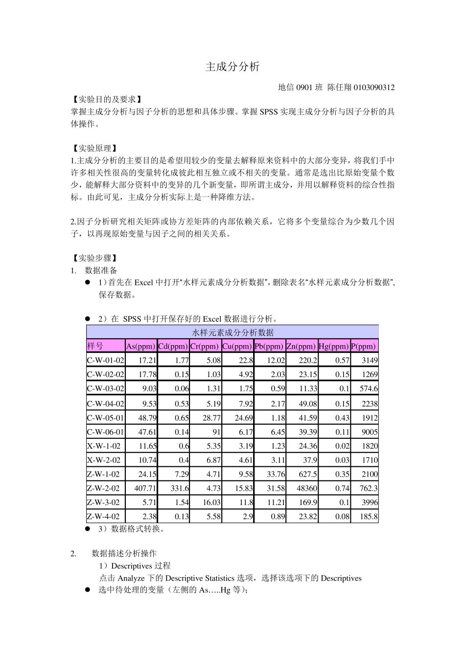 主成分分析实验报告_第1页