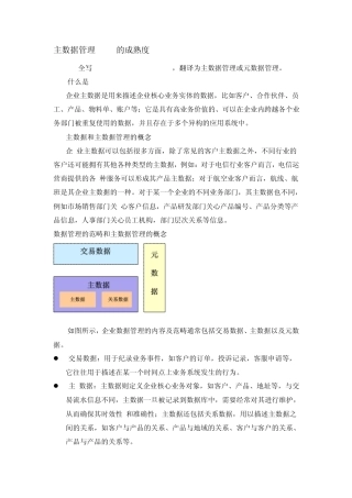 主数据管理(MDM)的成熟度