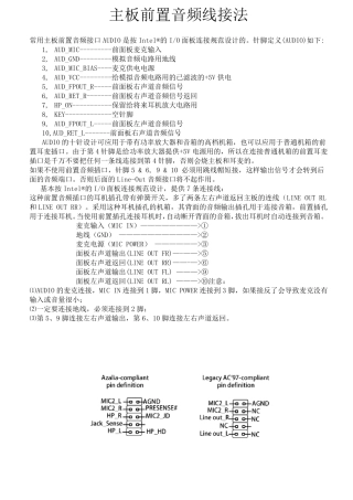 主板前置音频线接法
