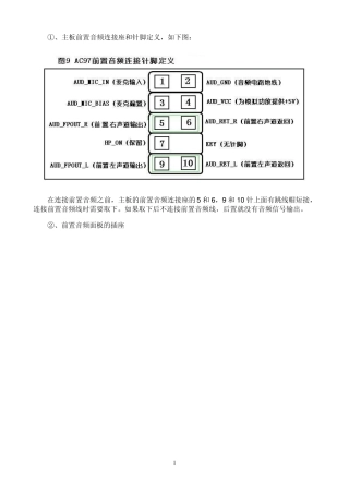 主板前置音频连接座和针脚定义