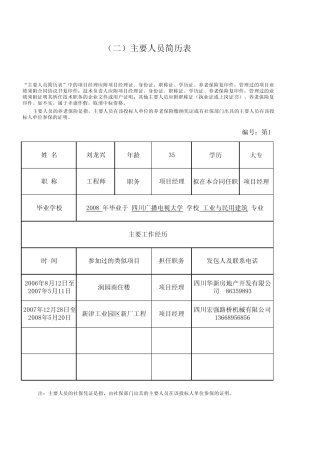 主要人员简历表