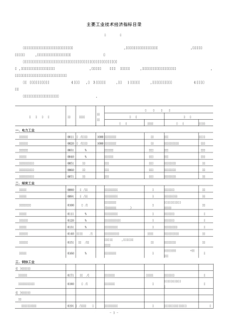 主要工业技术经济指标目录