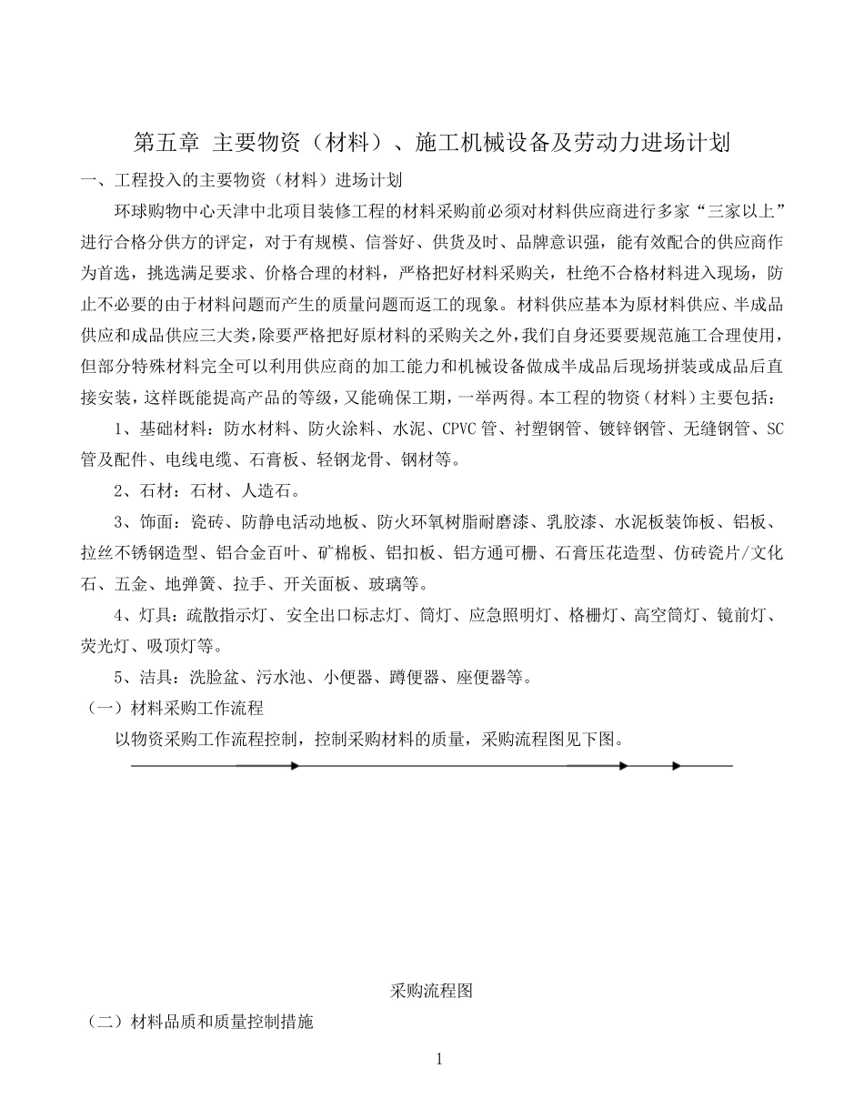 主要物资(材料)、施工机械设备及劳动力进场计划_第1页