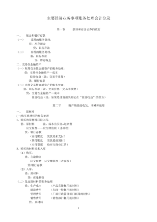 主要经济业务账务处理会计分录