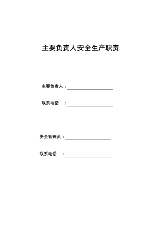主要负责人安全生产职责