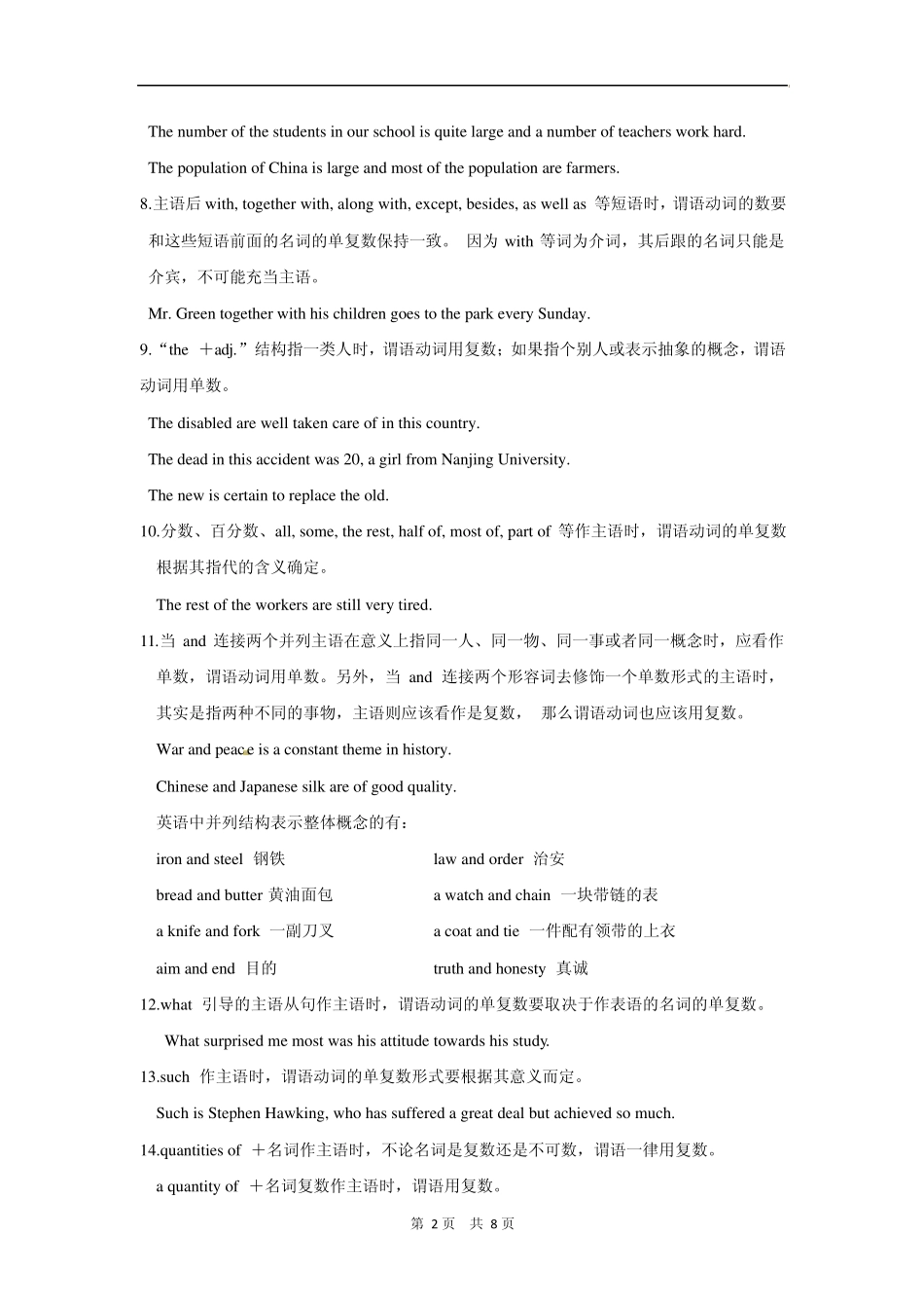 主谓一致精讲精练_第2页