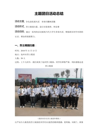 主题团日活动总结