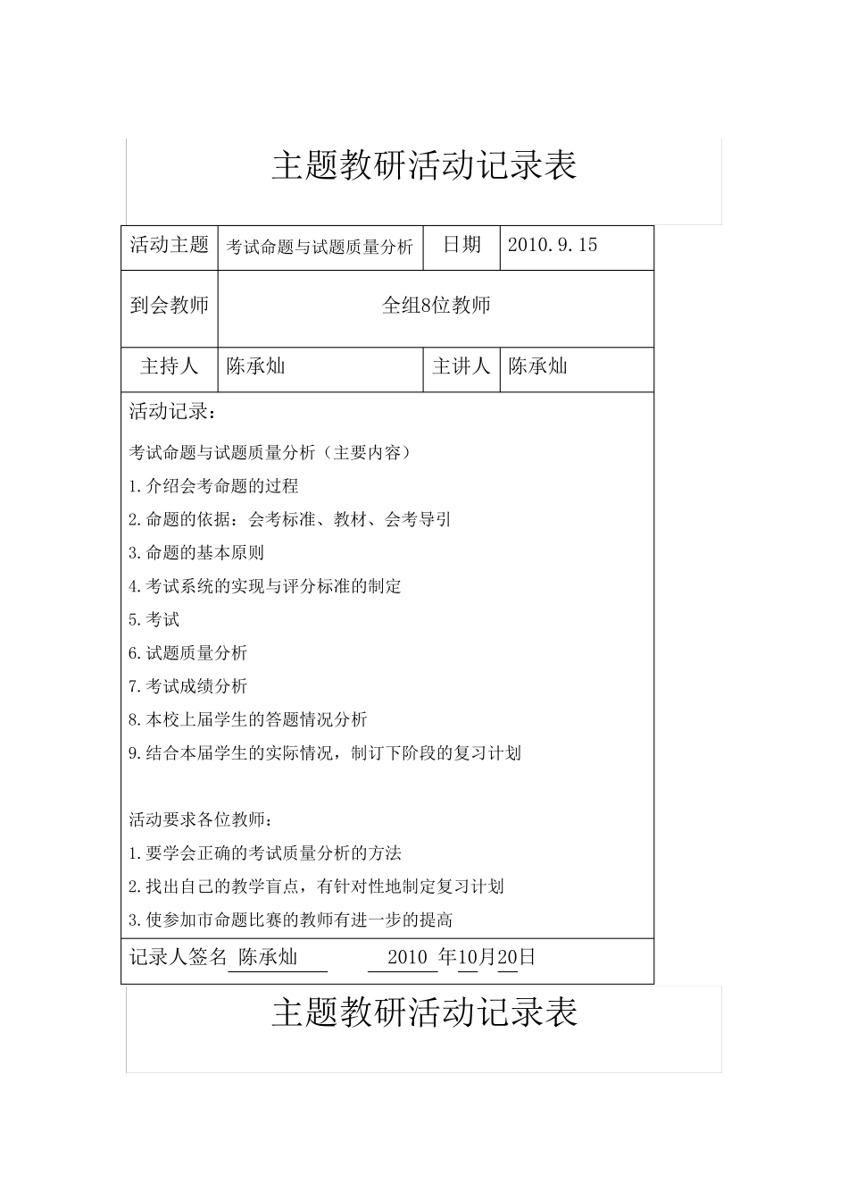 主题教研活动记录表_第2页