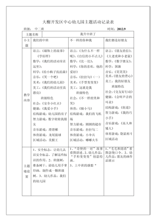 主题活动记录表