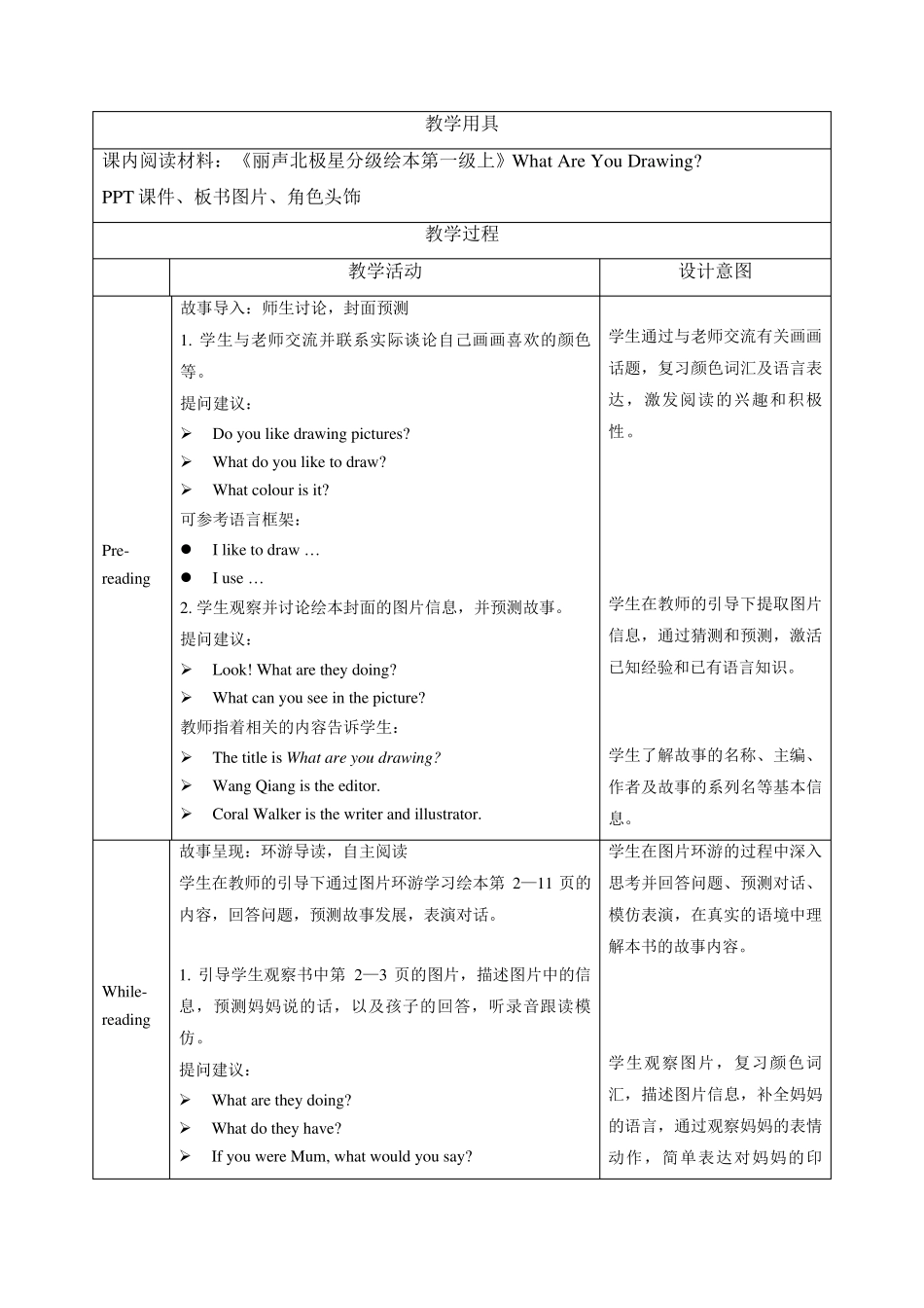 丽声北极星分级绘本第一级上WhatAreYouDrawing？教学设计_第3页