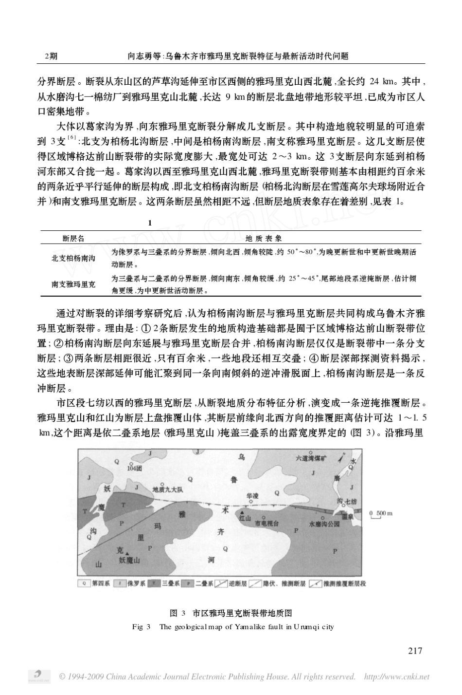 乌鲁木齐市雅玛里克断裂特征与最新活动时代问题_第3页