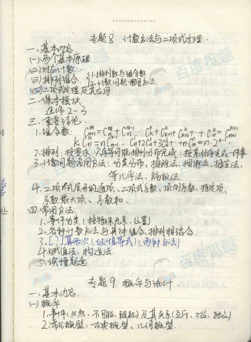 乌鲁木齐市第一中学理科学霸高中数学笔记_第三册_2015高考状元笔记_第1页