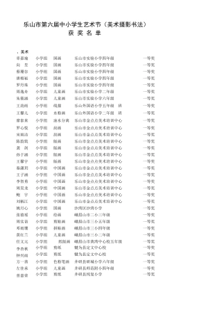 乐山市第六届中小学生艺术节(美术摄影书法)