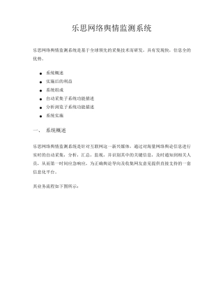 乐思网络舆情监测系统