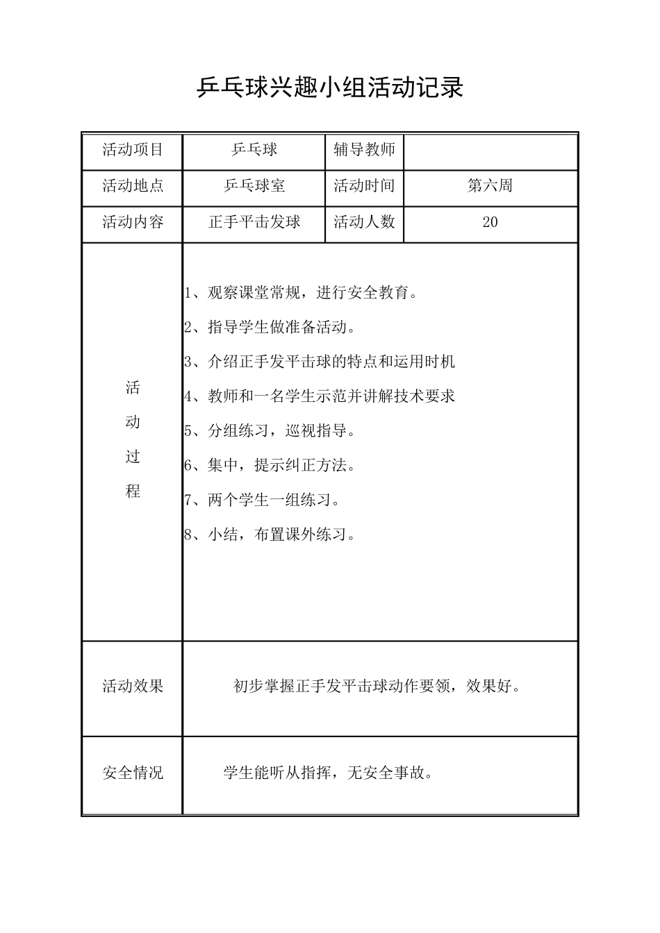 乒乓球兴趣小组活动记录_第3页