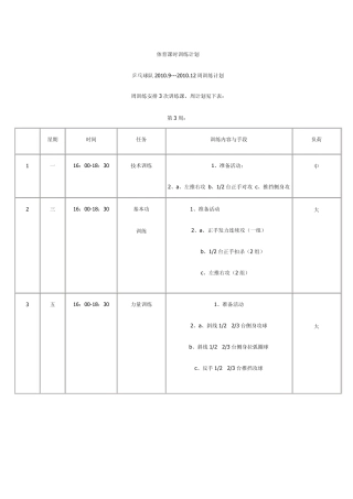 乒乓球校队训练计划