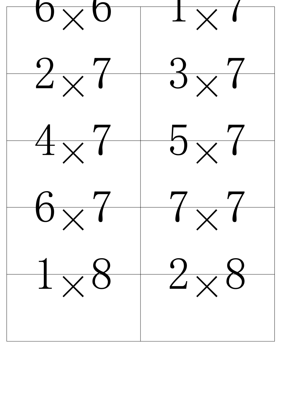乘法口诀表卡片word格式二年级上_第3页