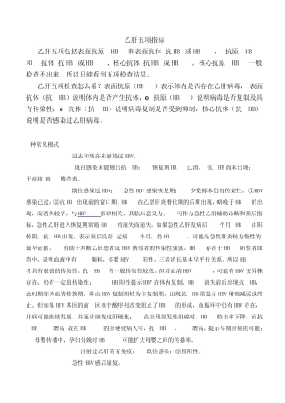 乙肝五项指标、肝功